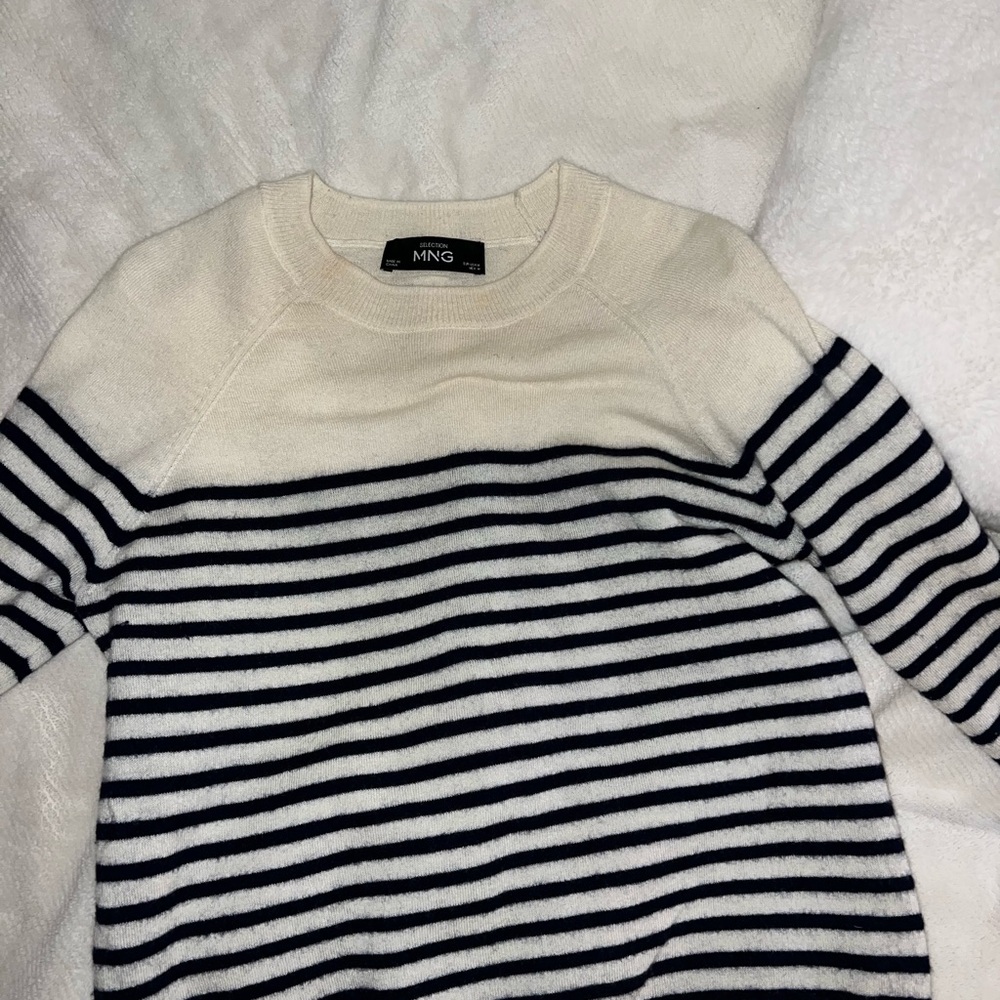 Mango Cream and Black Striped Sweater